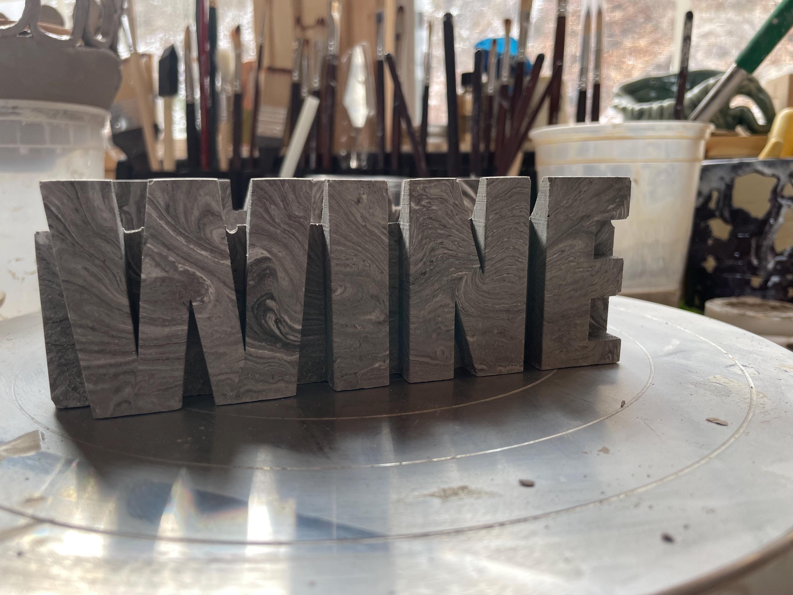 Gypsum Wine Holder Sculptural Plaster Display Stand for Kitchen or Bar Modern Wine Rack