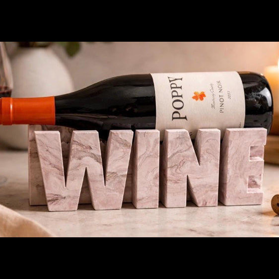 Modern Marble Wine Bottle Holder – Handmade Gypsum Countertop Display – Unique Wine Lover Gift – Housewarming or Hostess Decor